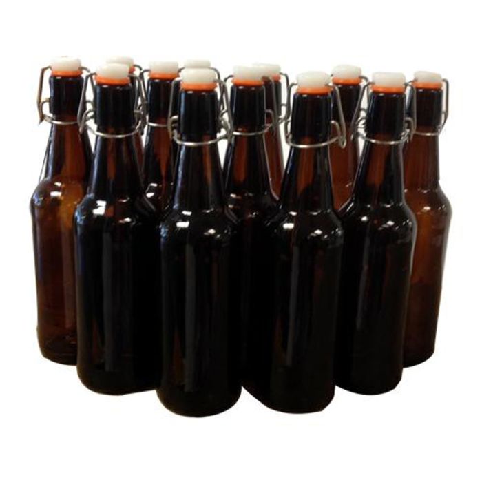 12 Pack Amber Flip Top Bottles