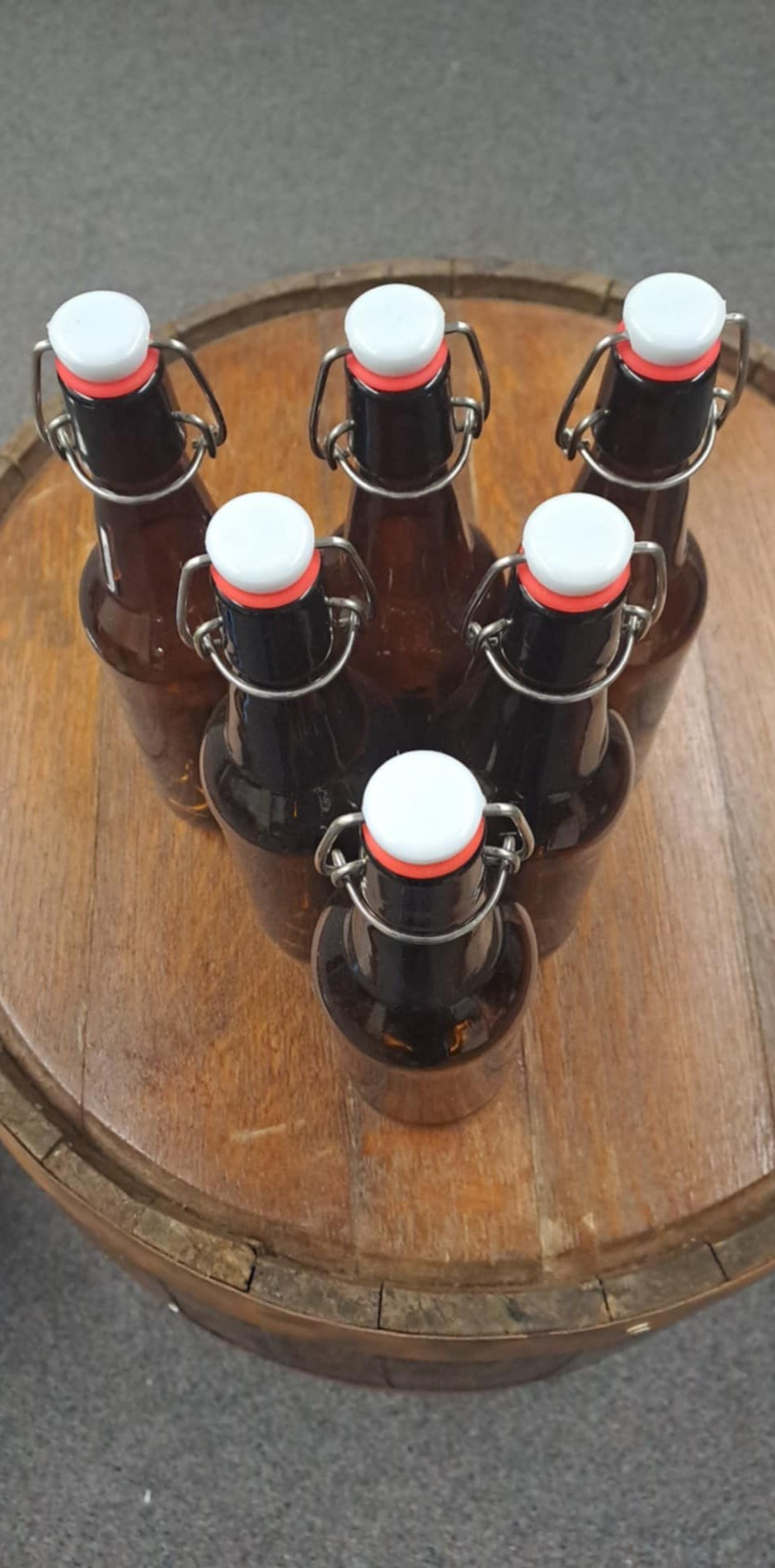 6 Pack Amber Flip Top Bottles