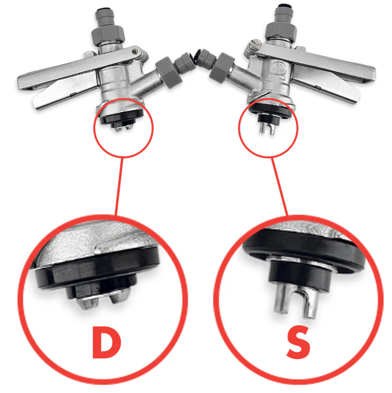 S-Type Keg Coupler All-SS with 8mm duotight Push-Fit & Ball Lock Fittings