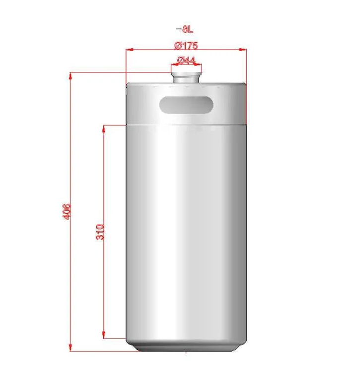 Mini Keg - 8L (approx 270oz) (175mm x 406mm)
