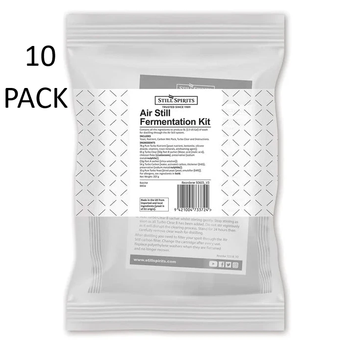 10 Pack Air Still Fermentation Kit Still Spirits Turbo Yeast Clear Carbon