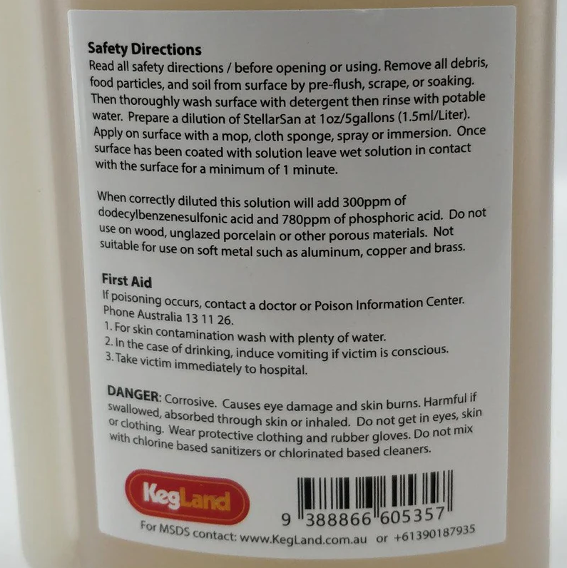 StellarSan Sanitiser - 500mL Split Chamber Bottle - Phosphoric Sanitiser
