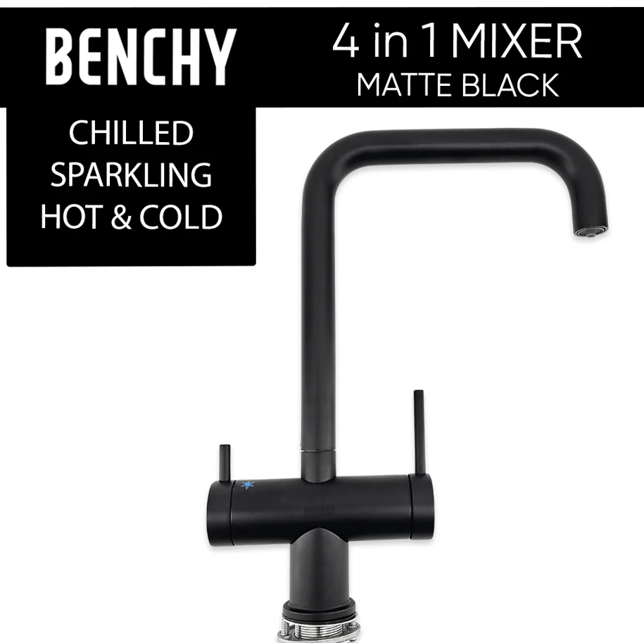 Benchy 4 in 1 Kitchen Mixer Tap (Hot-Cold-Chilled-Sparking) - Matte Black