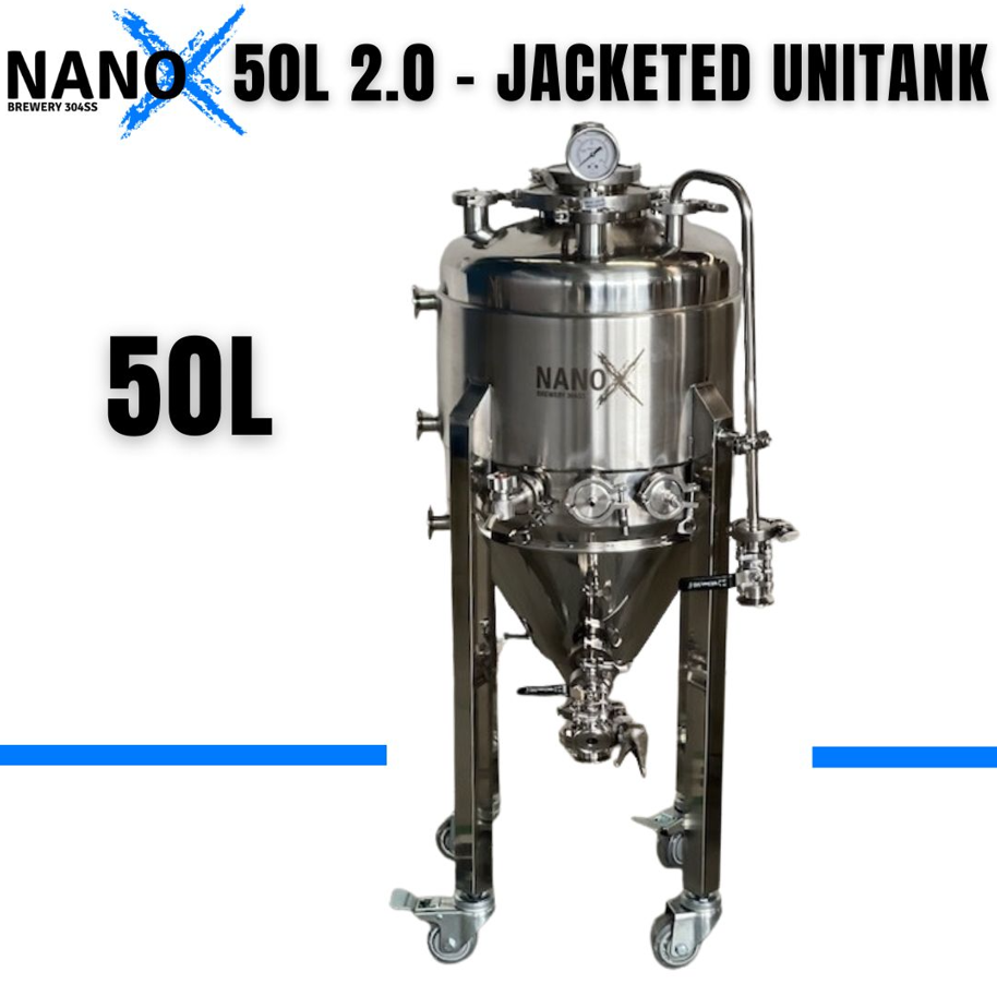 NANO-X 50L 2.0 Jacketed Unitank – Now comes with 2″ element port