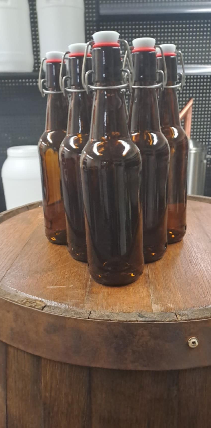 6 Pack Amber Flip Top Bottles