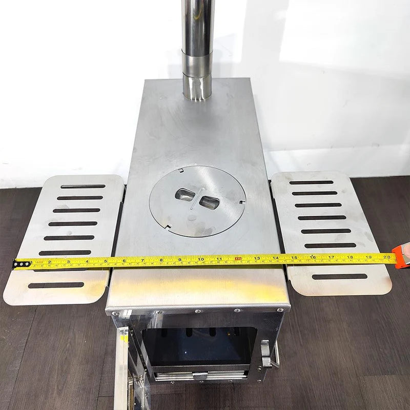 Portable Camping Wood Fire Stove Set (side rack, glove,fire hook and carry bag)