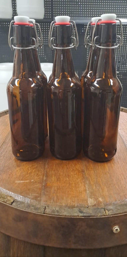 6 Pack Amber Flip Top Bottles