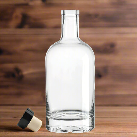 750mL Glass Spirit Bottle with Black Synthetic Cork Lid