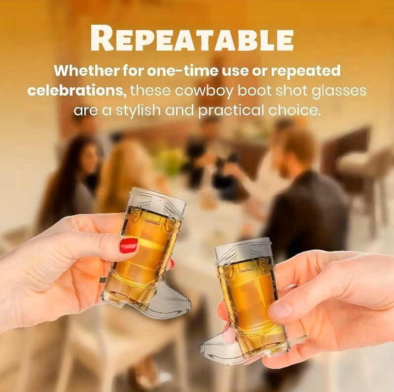 Clear Plastic Cowboy Boot Shot Glasses