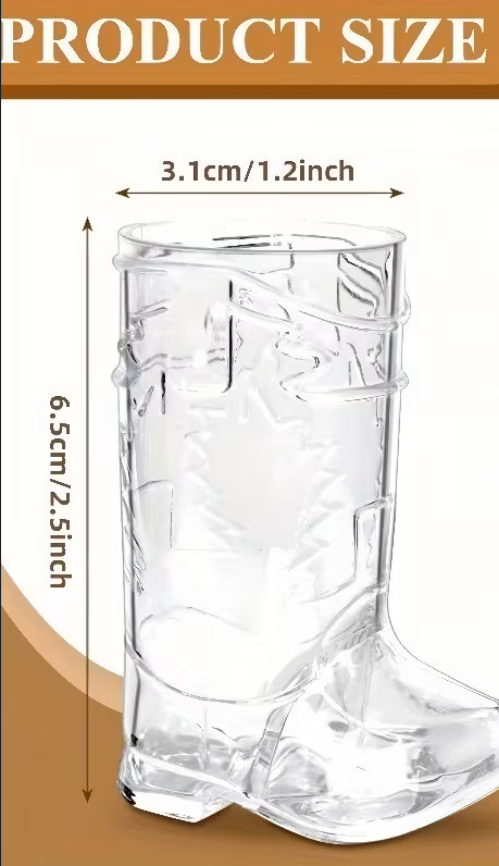 Clear Plastic Cowboy Boot Shot Glasses