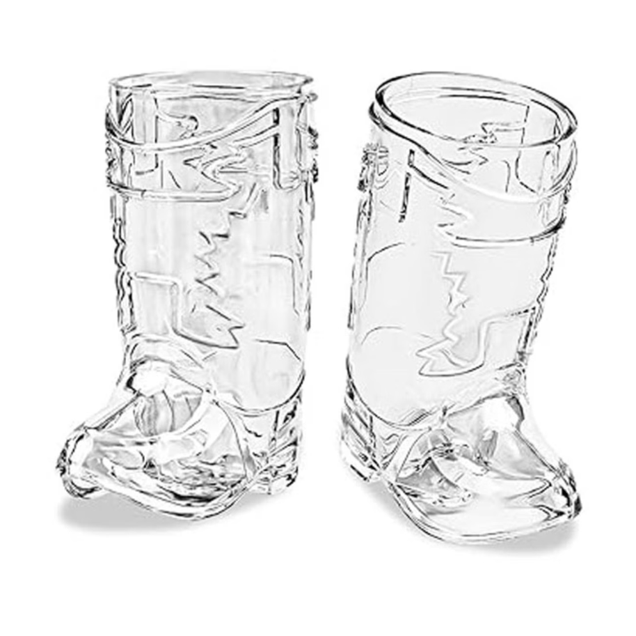 Clear Plastic Cowboy Boot Shot Glasses