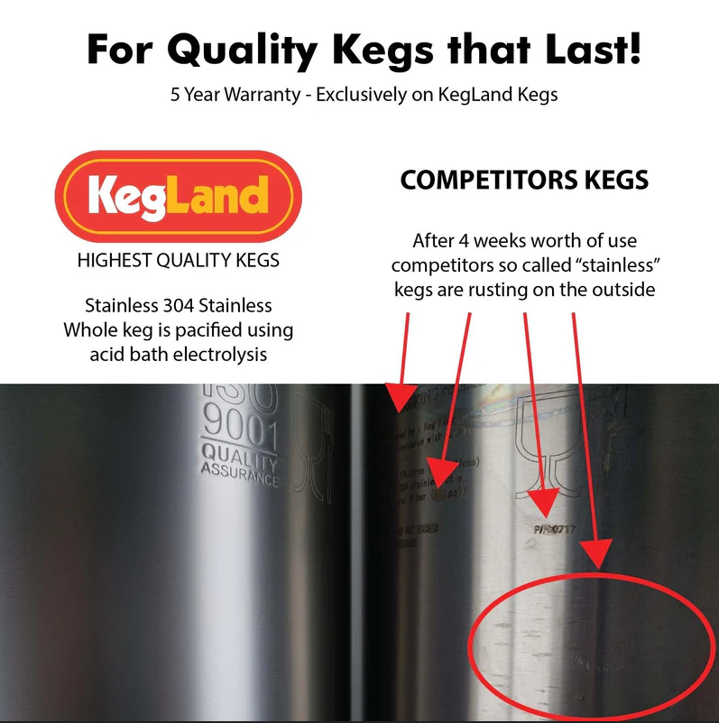 9.5L Ball Lock Keg with rubber base and handle