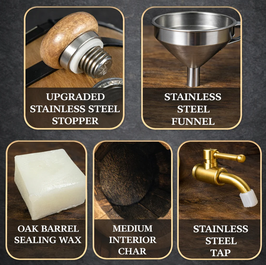 15L American Oak Barrel (Medium Char)