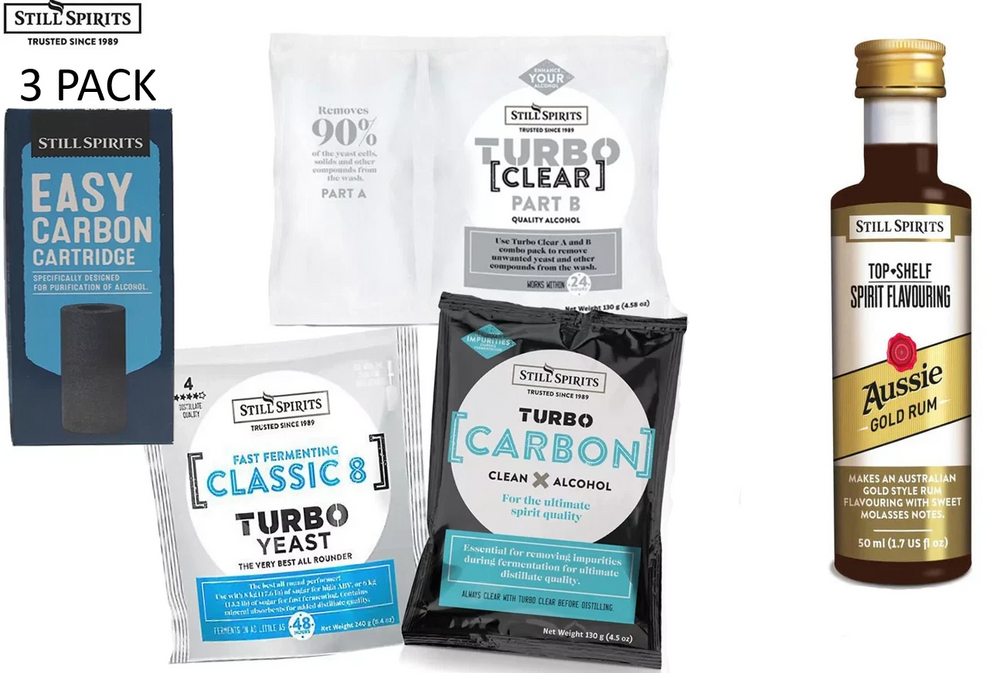 3 Pack S/S Turbo Classic 8 Yeast, Carbon, Clear, EZ Filter & Aussie Go ...