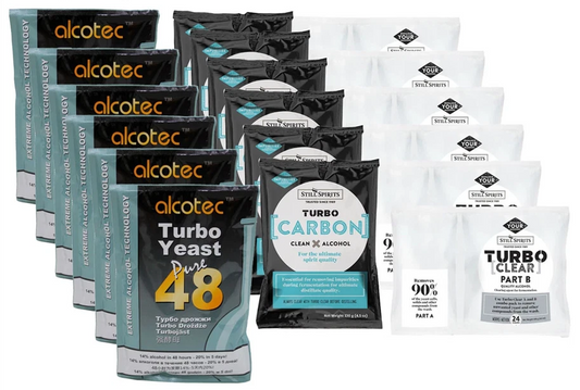 6 Pack Alcotec 48 Hour Turbo Yeast Still Spirits Turbo Carbon & Clear
