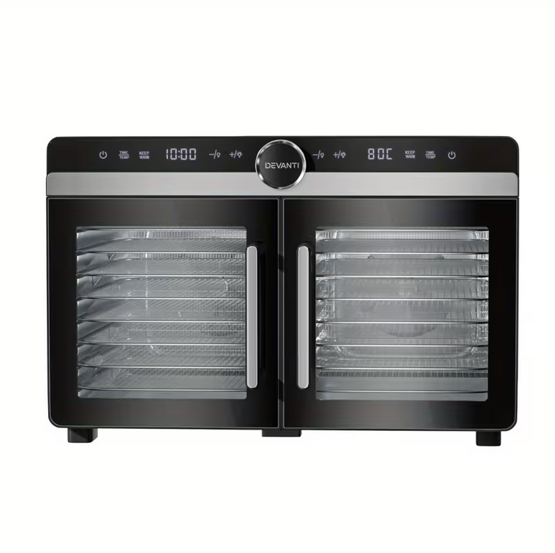 Devanti 16 Trays Food Dehydrator Dual-Zone Stainless Steel