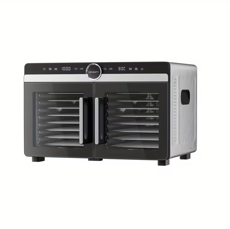 Devanti 16 Trays Food Dehydrator Dual-Zone Stainless Steel