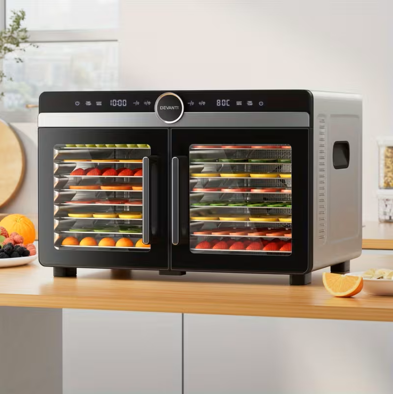 Devanti 16 Trays Food Dehydrator Dual-Zone Stainless Steel