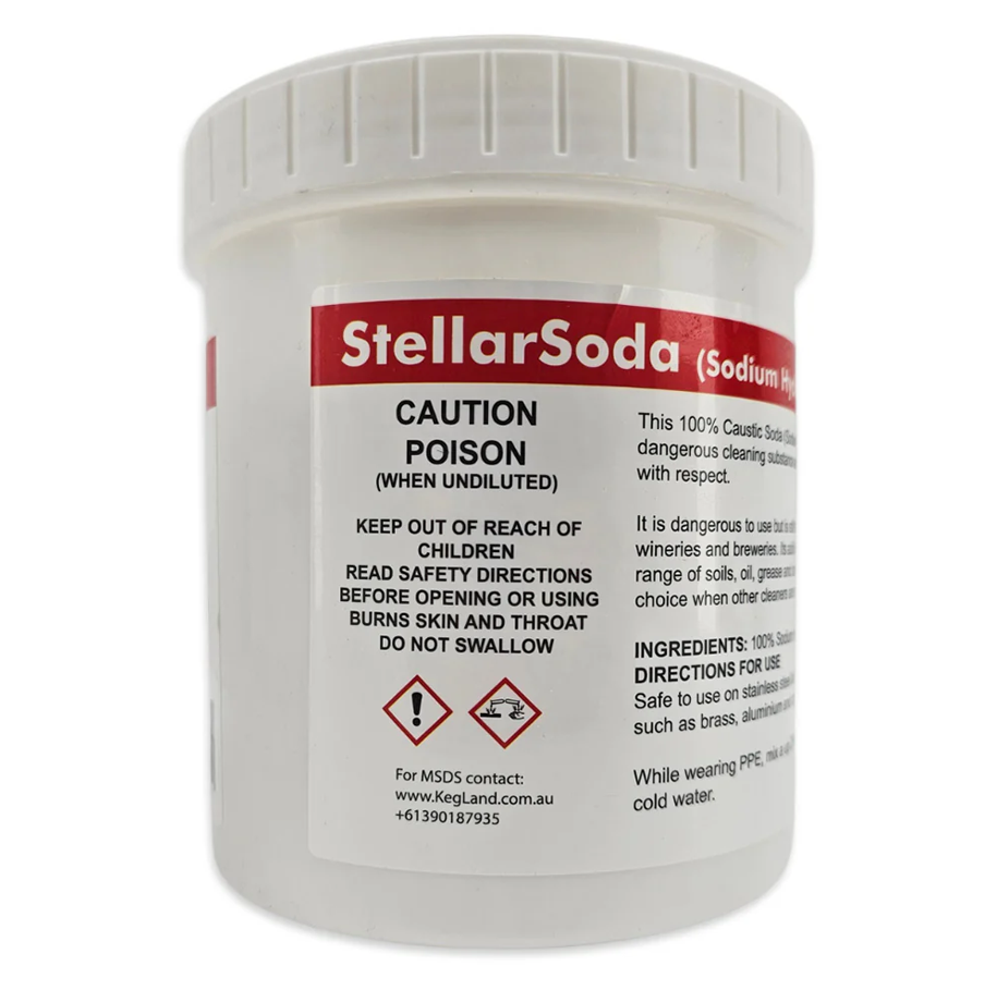 StellarSoda - 1kg Tub - 100% Caustic Soda - Sodium Hydroxide