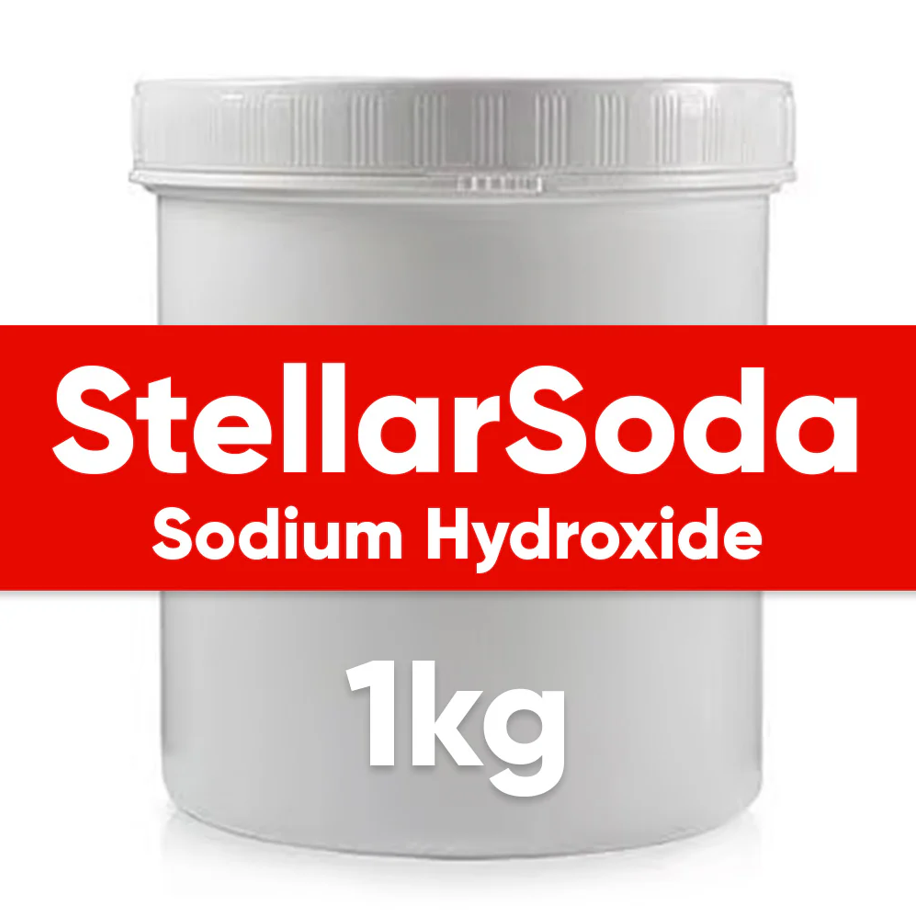 StellarSoda - 1kg Tub - 100% Caustic Soda - Sodium Hydroxide