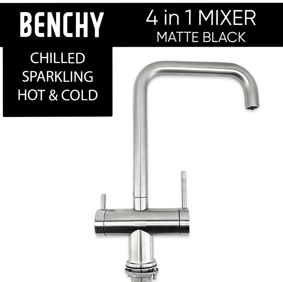 Benchy 4 in 1 Kitchen Mixer Tap (Hot-Cold-Chilled-Sparking) - Stainless Steel