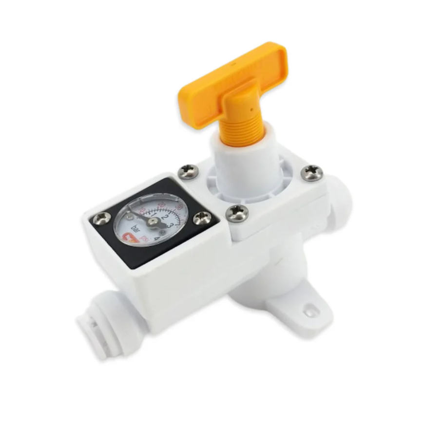 8mm duotight - Inline Regulator with integrated gauge (white) 0-60psi