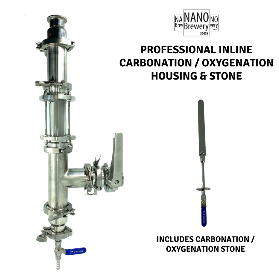 Professional Inline Carbonation / Oxygenation Housing & Stone: 1.5″ Tri Clover Connection