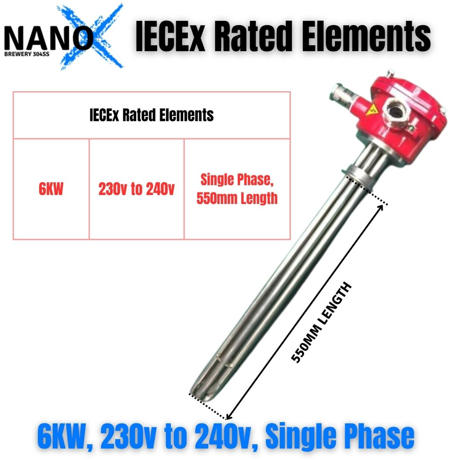 6KW 304SS 2″ Tri Clover IECEx Rated (Zone 1), 230v to 240v Single Phase Element