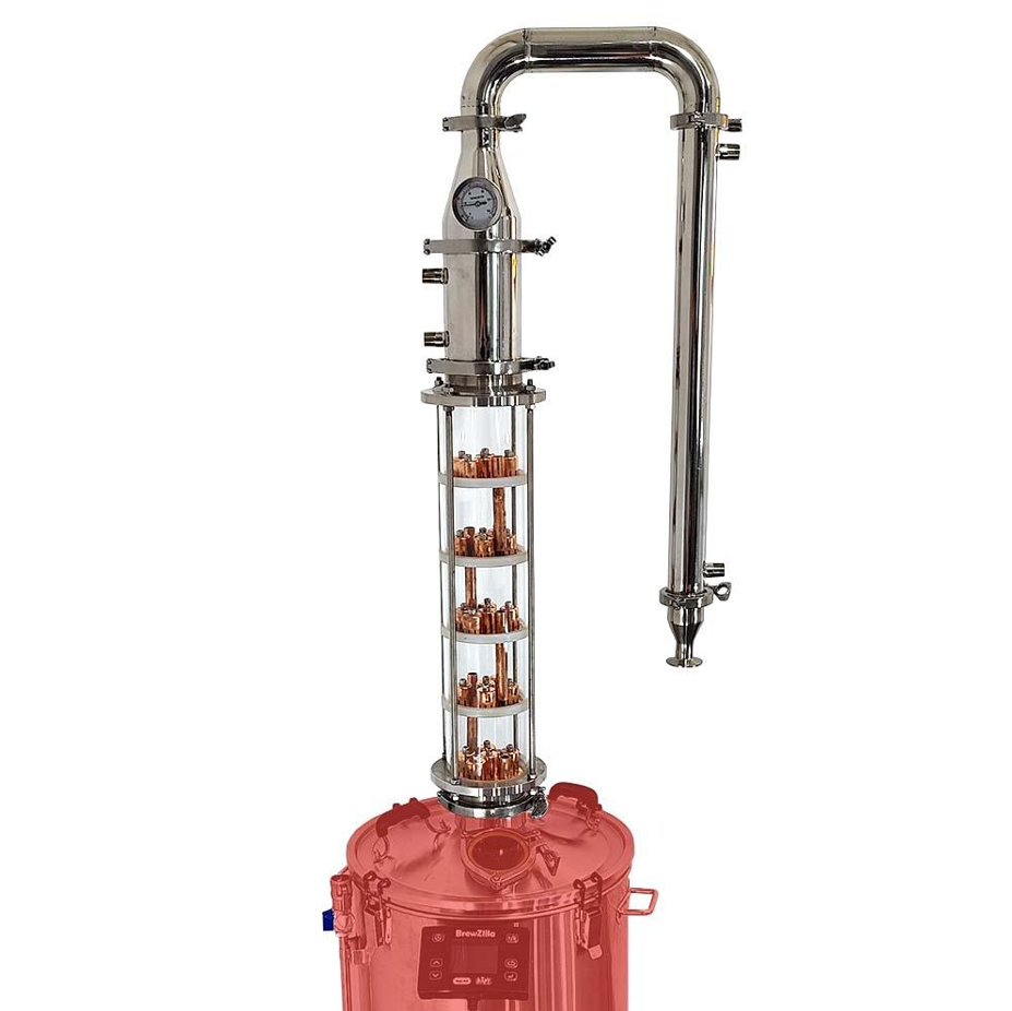 4 Inch TC Borosicilate Glass Distillation Column with Copper Bubbler Plates