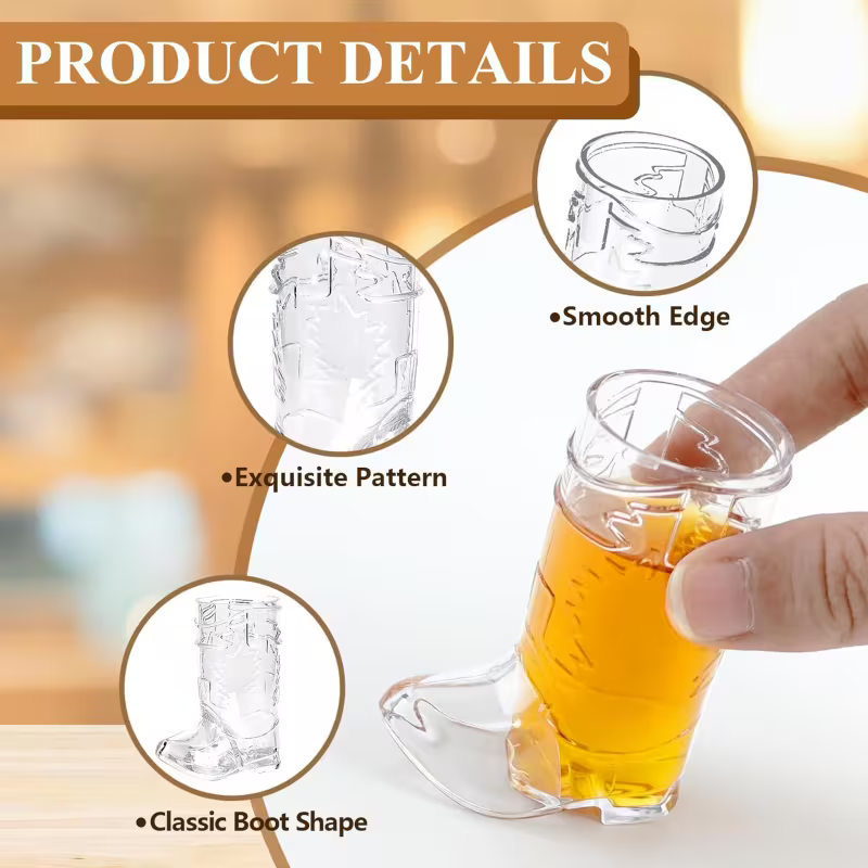 Clear Plastic Cowboy Boot Shot Glasses