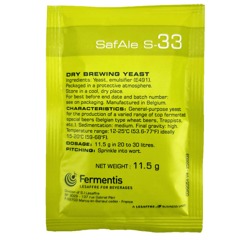 SafAle S-33 Yeast - 11.5g packets