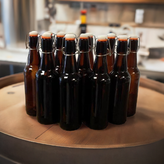12 Pack Amber Flip Top Bottles