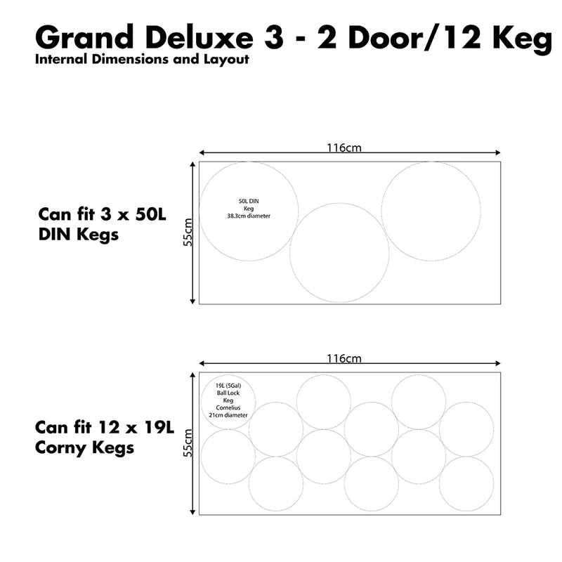 Grand Deluxe 3 Black - Two Glass Door Kegerator