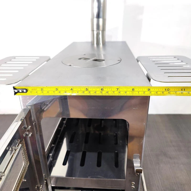 Portable Camping Wood Fire Stove Set (side rack, glove,fire hook and carry bag)